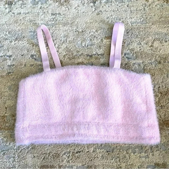 Gymshark Whitney Eyelash Knit Bandeau Crop Top Workout Gym Pressed Petal Pink:XS - Picture 1 of 9